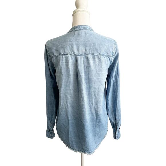 Cloth & Stone Womens Button Up Chambray Shirt Size XS Anthropologie Western - Picture 3 of 6